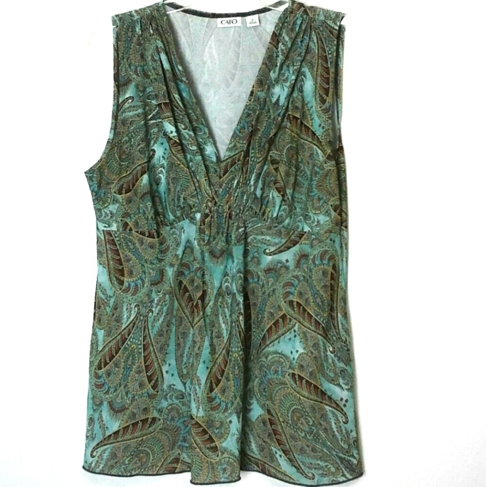 Cato Paisley Feathers and Flowers Top Size Medium